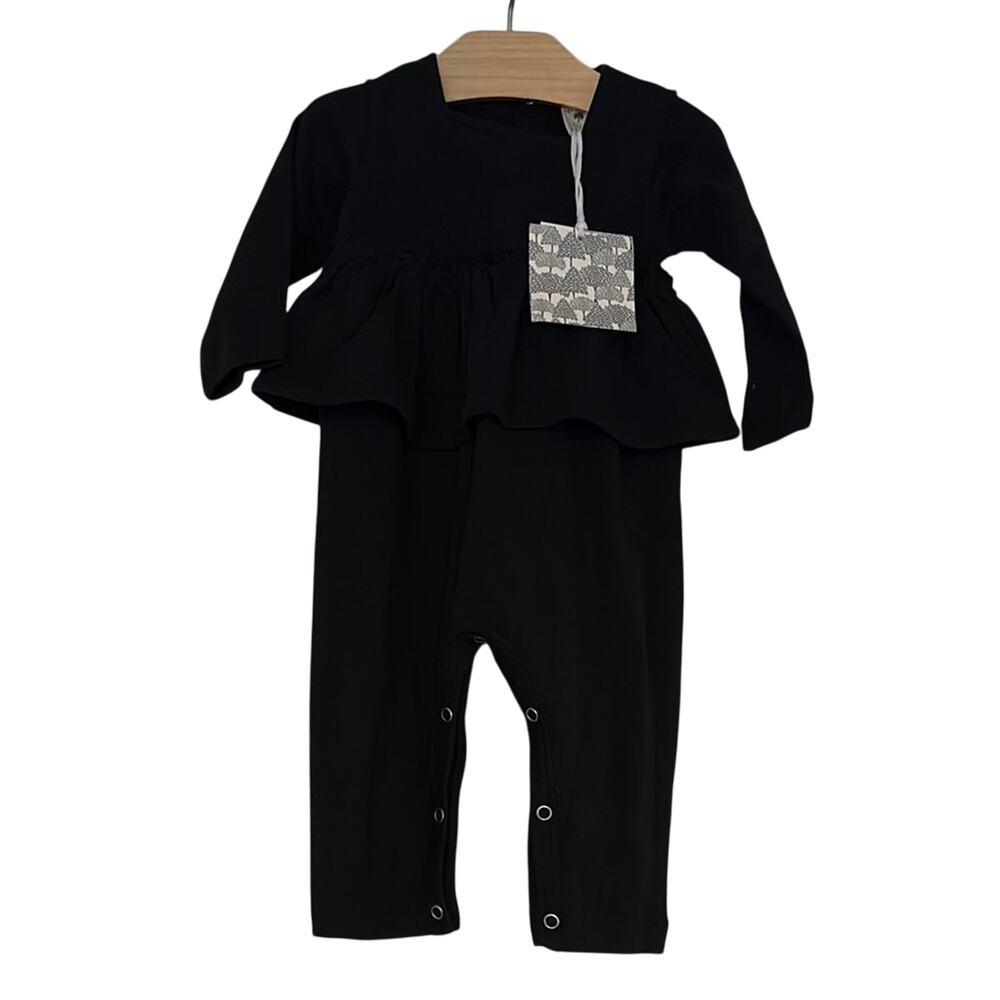 NWT Kate Quinn Black Ballerina LS Jumpsuit Romper 6-12mo
